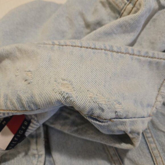 Vintage Tommy Hilfiger Jean Jacket Denim Trucker 90s Distressed Faded Mens Med.. - Picture 3 of 16